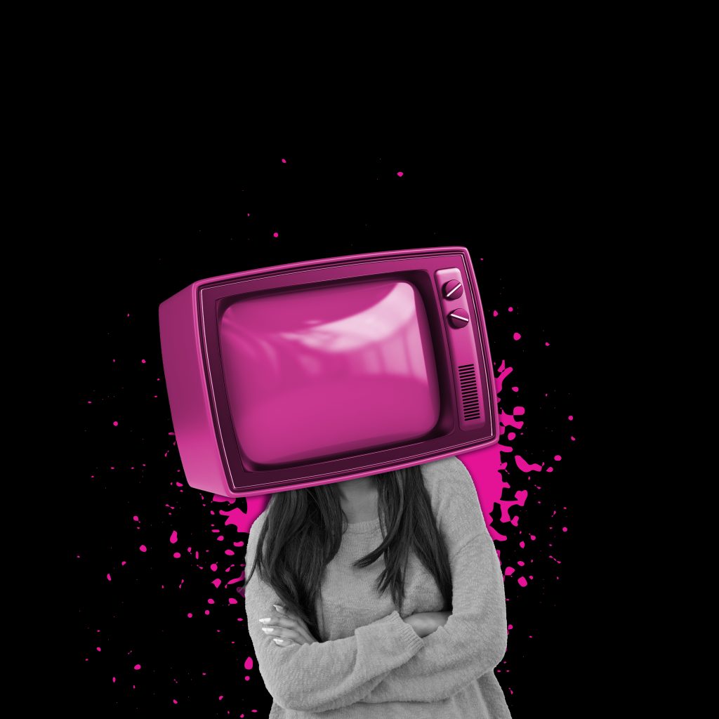 Picture of a woman with TV for a head